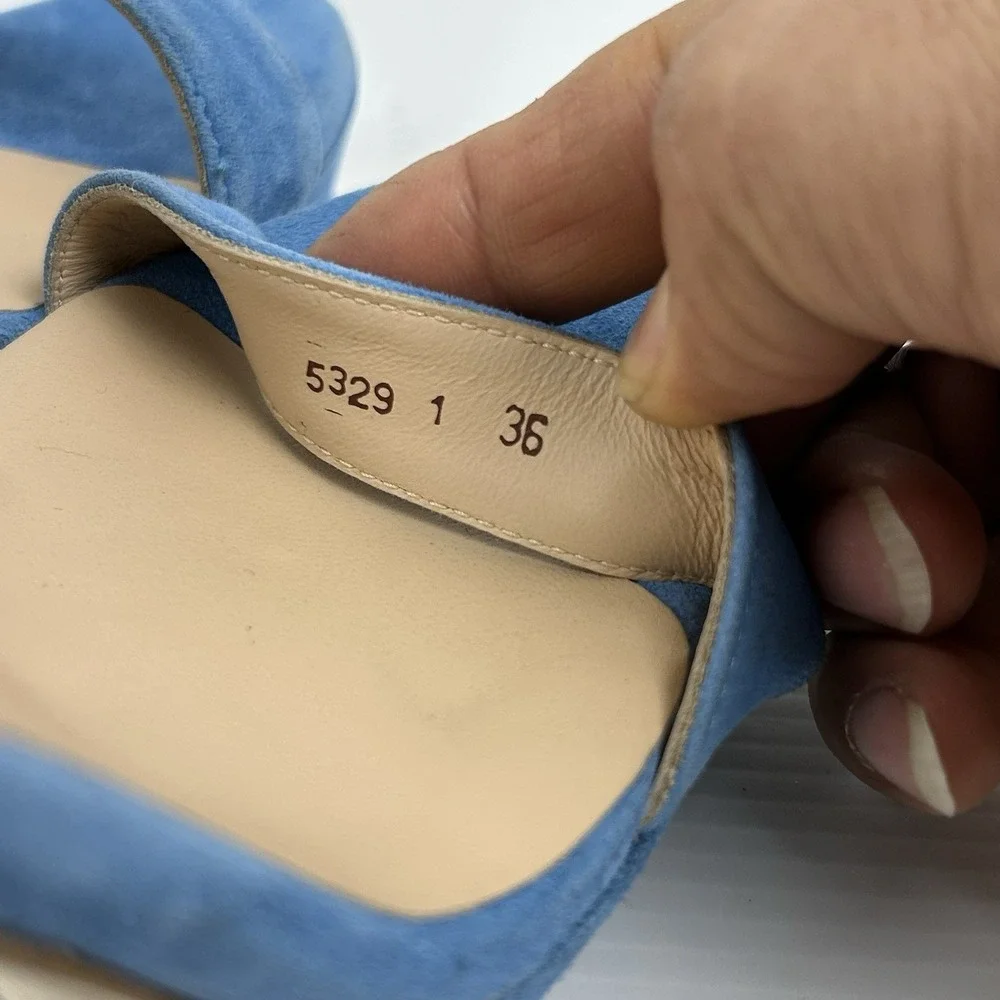 L'agence Size 36 US 6 Avice Block High Heel NEW Blue Suede Ankle‎ Strap $219